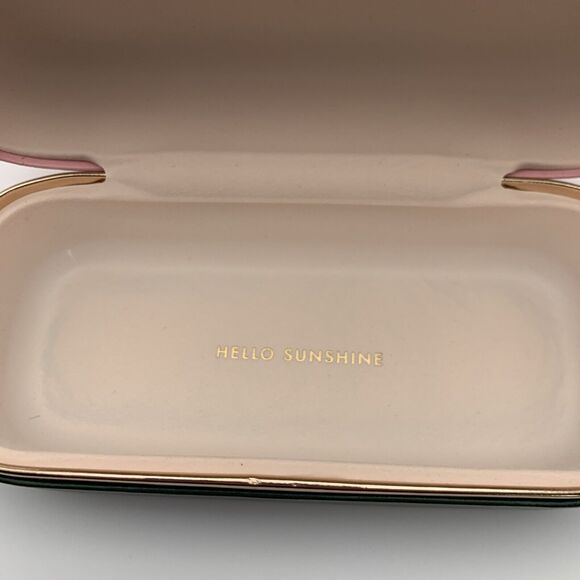 Kate Spade Sunglasses Case Large Pink Green Gold Clam Shell Hard Hello Sunshine - Picture 10 of 14